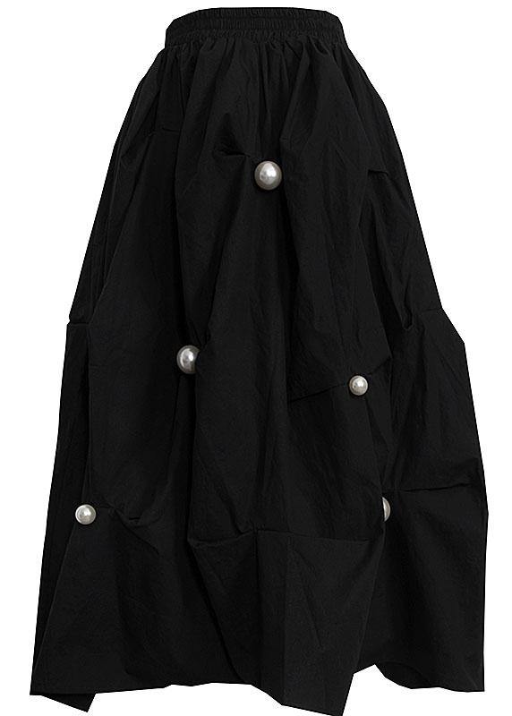 High Waist Style Black Nail Bead Summer A Line Skirts - bagstylebliss
