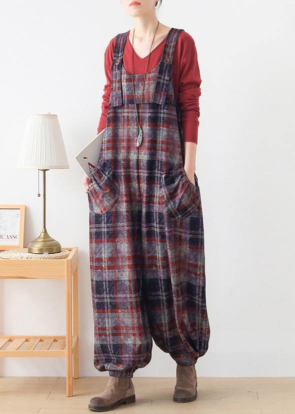 High end original Jumpsuit fashion red check strap Jumpsuit - bagstylebliss