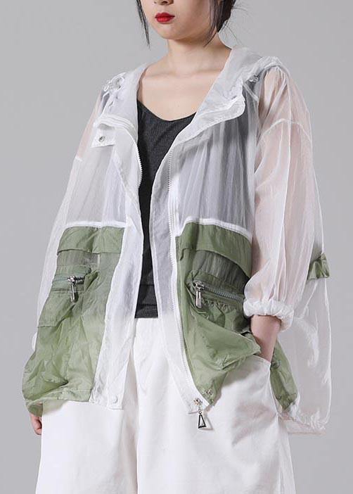 Hot Green Pockets hooded UPF 50+ Coat Jacket Summer - bagstylebliss