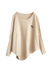 Italienisch Beige O-Neck Asymmetrische Strickoberteile Frühling