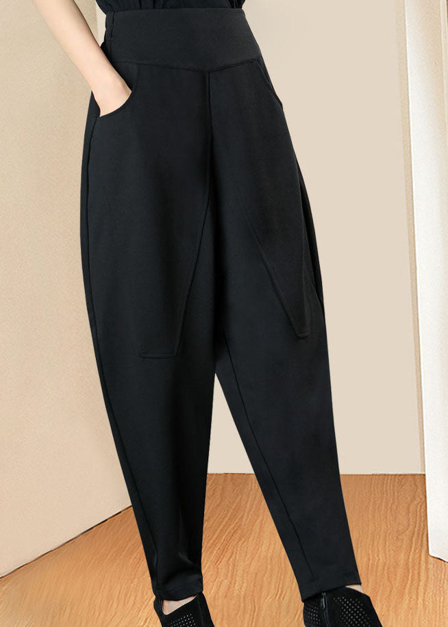 Italienische schwarze Taschen mit hoher Taille Lässige Winterhose