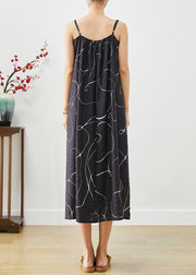 Italian Black Lace Up Patchwork Cotton Beach Spaghetti Strap Dress Summer