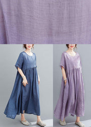 Italian Blue Pockets Maxi Dresses Short Sleeve Summer - bagstylebliss