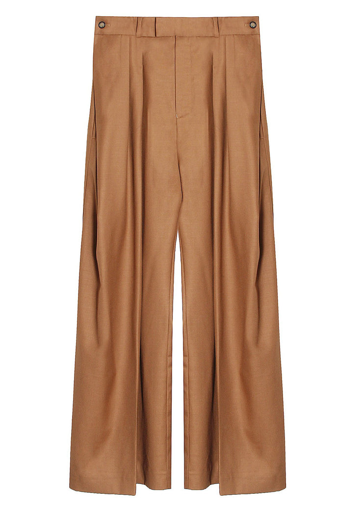 Italian Camel Zip Up Pockets wide leg Trousers Spring