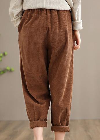 Italian Chocolate Casual Spring Elastic Waist Pockets Wide Leg Pants - bagstylebliss