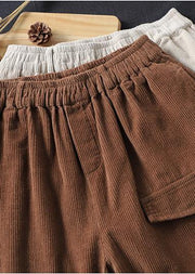 Italian Chocolate Casual Spring Elastic Waist Pockets Wide Leg Pants - bagstylebliss