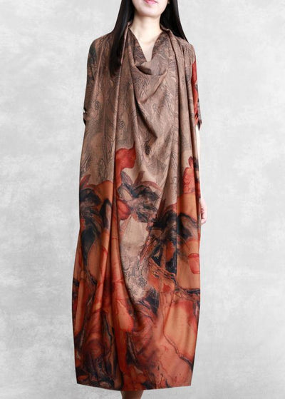 Italian Chocolate Print Clothes Women Asymmetric A Line Dress - bagstylebliss