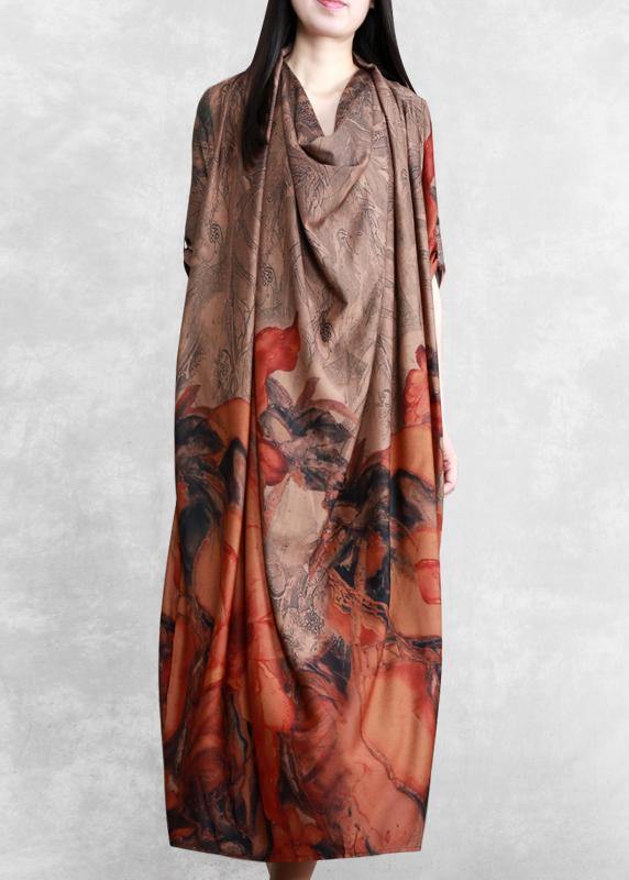 Italian Chocolate Print Clothes Women Asymmetric A Line Dress - bagstylebliss