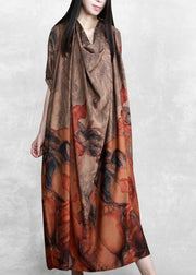 Italian Chocolate Print Clothes Women Asymmetric A Line Dress - bagstylebliss