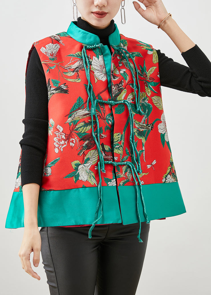 Italian Colorblock Tasseled Patchwork Jacquard Silk Vest Fall