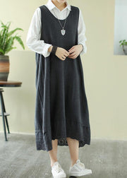 Italian Gray Outfit O Neck Sleeveless Robes Spring Dress - bagstylebliss