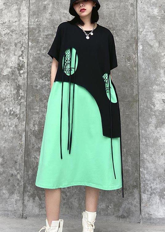 Italian Green Patchwork Hole Maxi Dresses Summer - bagstylebliss