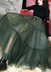 Italian Green asymmetrical design tulle Skirts Summer - bagstylebliss