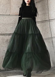 Italian Green asymmetrical design tulle Skirts Summer - bagstylebliss