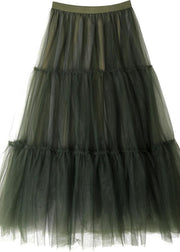 Italian Green asymmetrical design tulle Skirts Summer - bagstylebliss