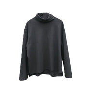 Italian High Neck Asymmetric Tops Women Blouses Fabrics Black Blouses - bagstylebliss