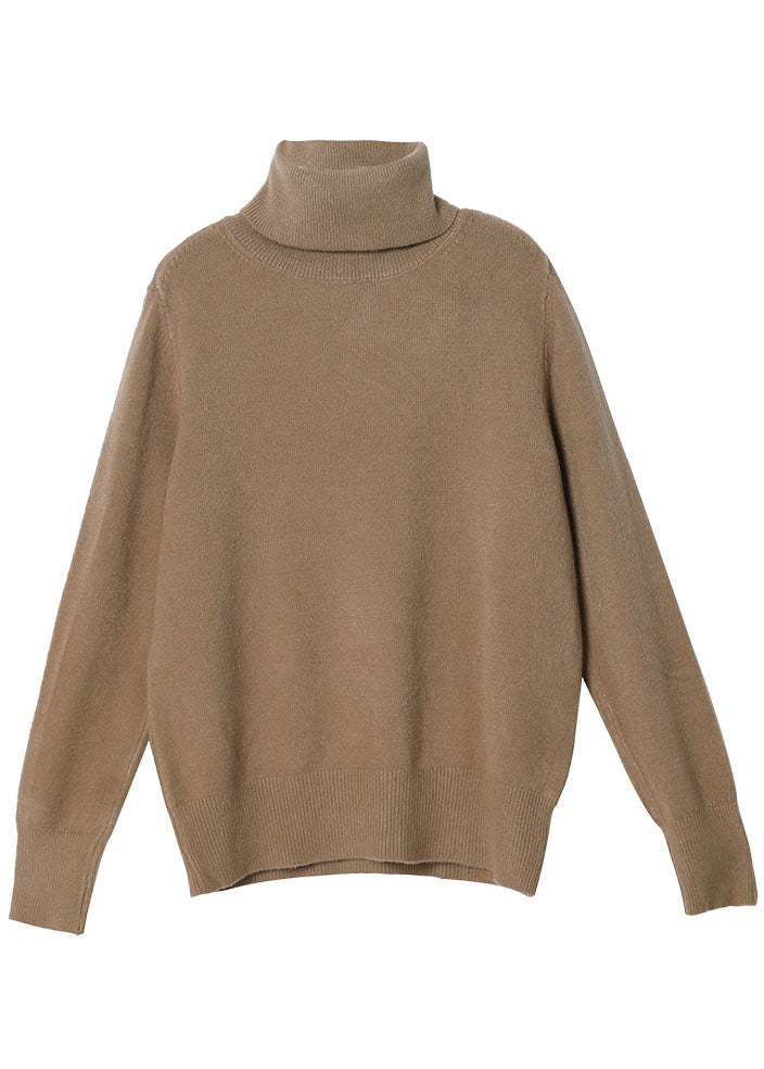 Italienische Khaki Rollkragen Strickpullover Winter