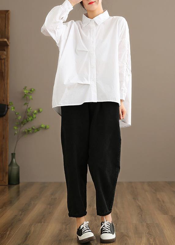 Italian Lapel Button Down Spring Blouse Design Black Shirts - bagstylebliss