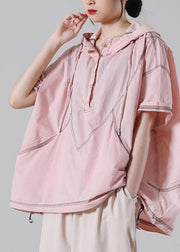 Italian Pink hooded Cotton Shirt Summer - bagstylebliss