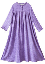 Italian Purple Outfit O Neck Tie Waist Dresses Spring Dresses - bagstylebliss