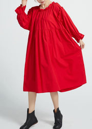 Italian Red cotton Wardrobes High Waist  Robe spring Dresses - bagstylebliss