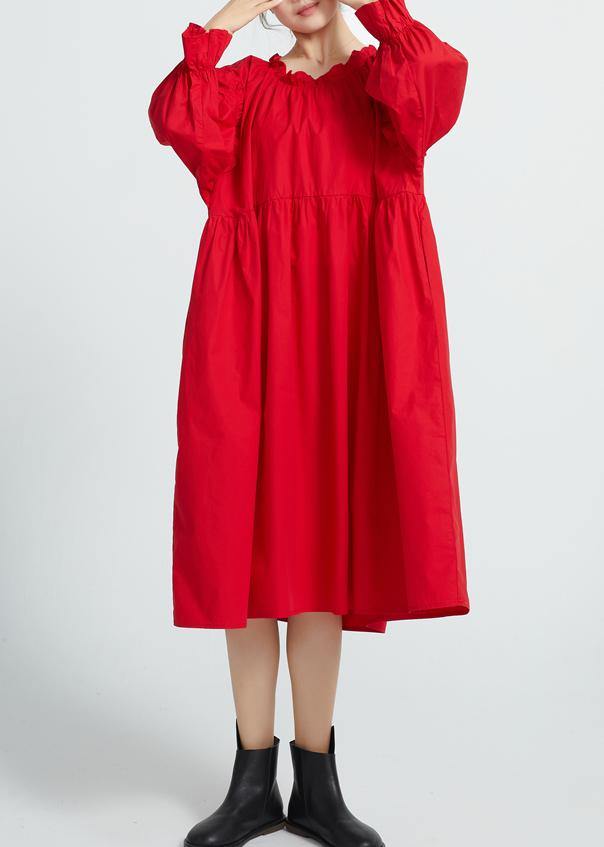 Italian Red cotton Wardrobes High Waist  Robe spring Dresses - bagstylebliss