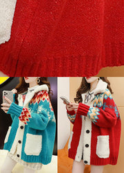 Italienische rote Art und Weise lose Taschen fallen Pullover-Mantel