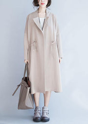 Italian Square Collar drawstring Plus Size outwear nude oversized coat fall - bagstylebliss