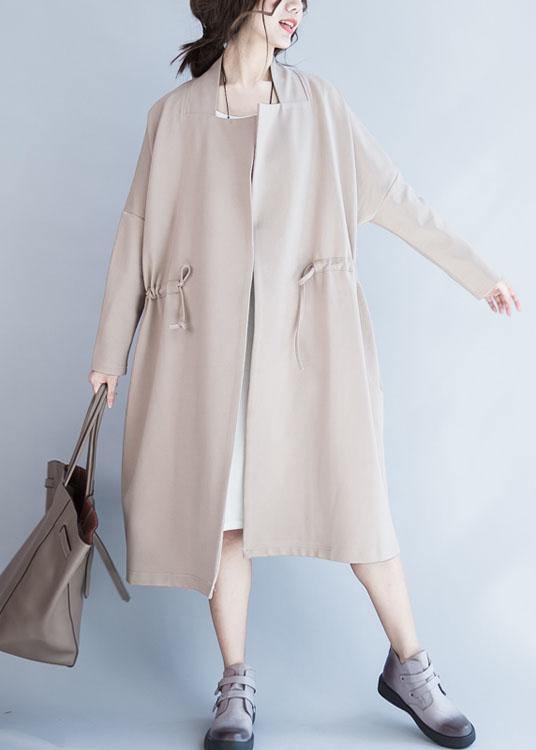 Italian Square Collar drawstring Plus Size outwear nude oversized coat fall - bagstylebliss