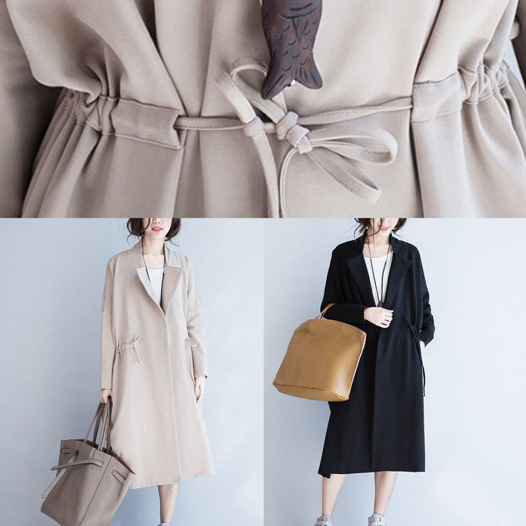 Italian Square Collar drawstring Plus Size outwear nude oversized coat fall - bagstylebliss