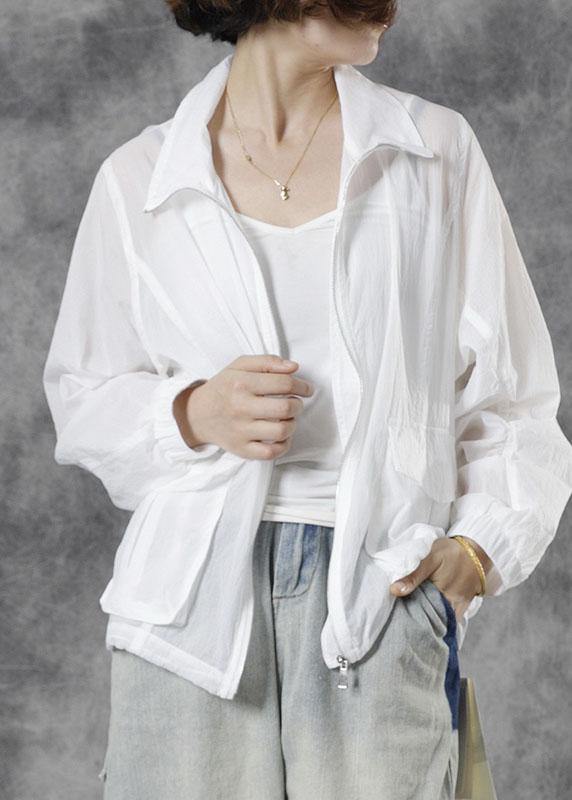 Italian White Loose Pockets Fall Tops Long Sleeve - bagstylebliss