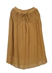 Italian Yellow Embroideried Tie Waist Fall Skirt - bagstylebliss