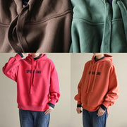 Italian chocolate cotton shirts women false two pieces cotton hooded Sweatshirt - bagstylebliss