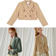 Italian double breast cotton tops Christmas Gifts khaki short coat fall - bagstylebliss