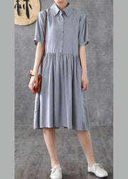 Italian gray quilting dresses lapel Cinched Art Dresses - bagstylebliss