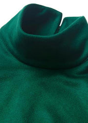 Italian green cotton dresses zippered Maxi high neck Dress - bagstylebliss