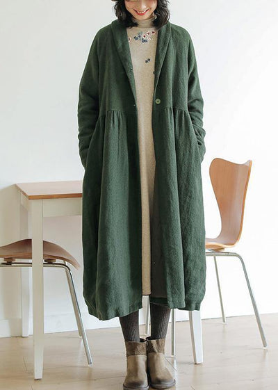 Italian green fine outwear Tunic Tops Cinched winter coat - bagstylebliss