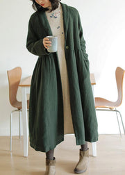 Italian green fine outwear Tunic Tops Cinched winter coat - bagstylebliss