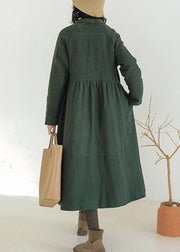 Italian green fine outwear Tunic Tops Cinched winter coat - bagstylebliss