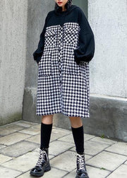 Italian hooded cotton plaid tunic dress Inspiration black cotton robes Dresses - bagstylebliss