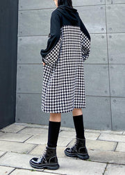 Italian hooded cotton plaid tunic dress Inspiration black cotton robes Dresses - bagstylebliss