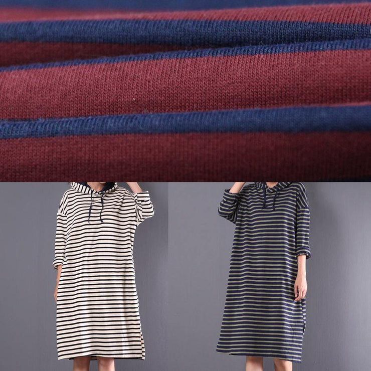 Italian hooded drawstring linen spring dresses Ideas black striped Dresses - bagstylebliss