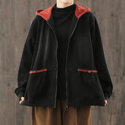 Italian hooded zippered Fashion trench coat red tunic jackets - bagstylebliss