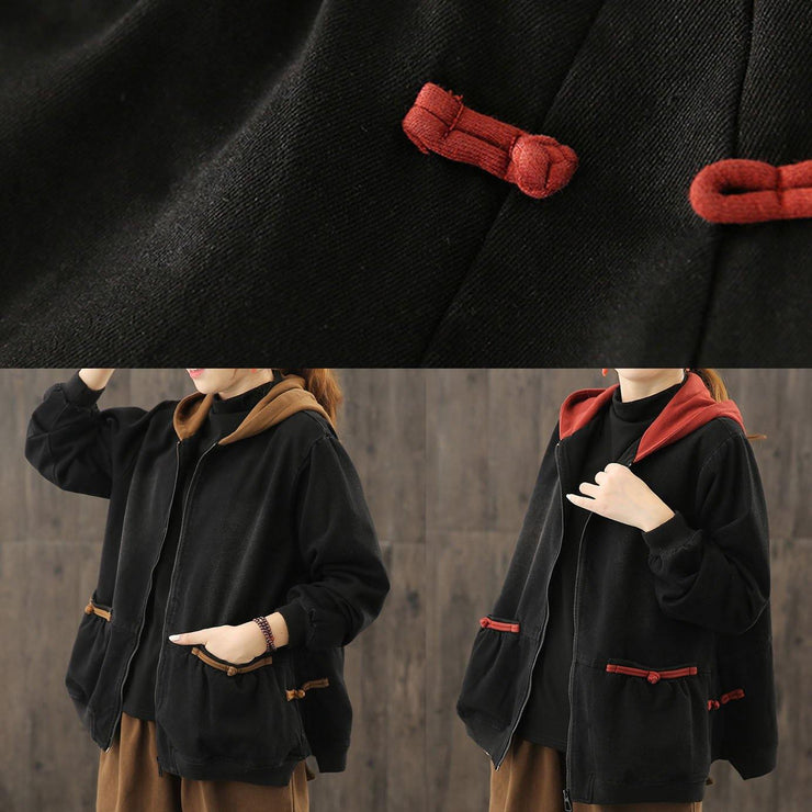 Italian hooded zippered Fashion trench coat red tunic jackets - bagstylebliss