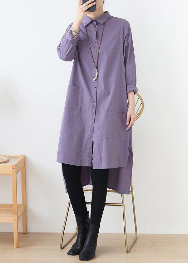 Italian lapel low high design clothes For Women Outfits purple Dresses - bagstylebliss