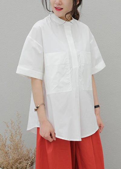 Italian lapel pockets cotton Tunic Outfits white shirt - bagstylebliss