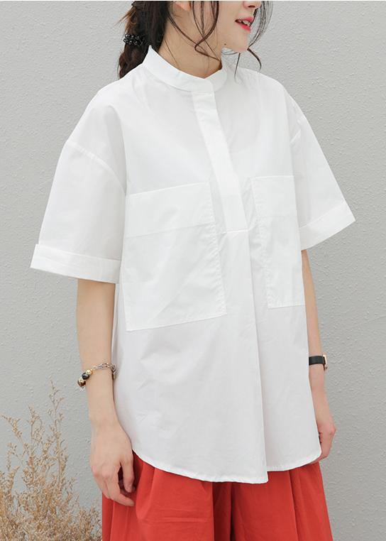 Italian lapel pockets cotton Tunic Outfits white shirt - bagstylebliss