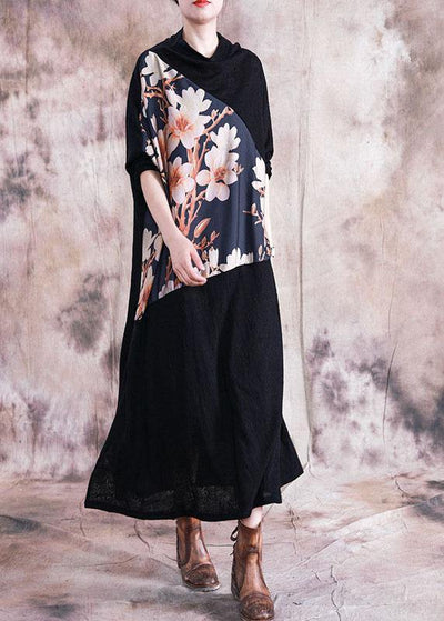 Italian patchwork prints clothes Women Work Outfits black Maxi Dress fall - bagstylebliss