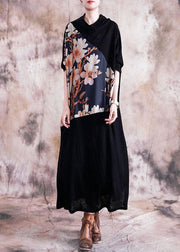Italian patchwork prints clothes Women Work Outfits black Maxi Dress fall - bagstylebliss