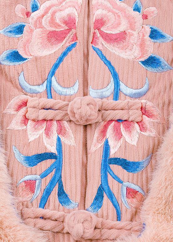 Italian pink fine crane coats pattern embroidery outwears - bagstylebliss